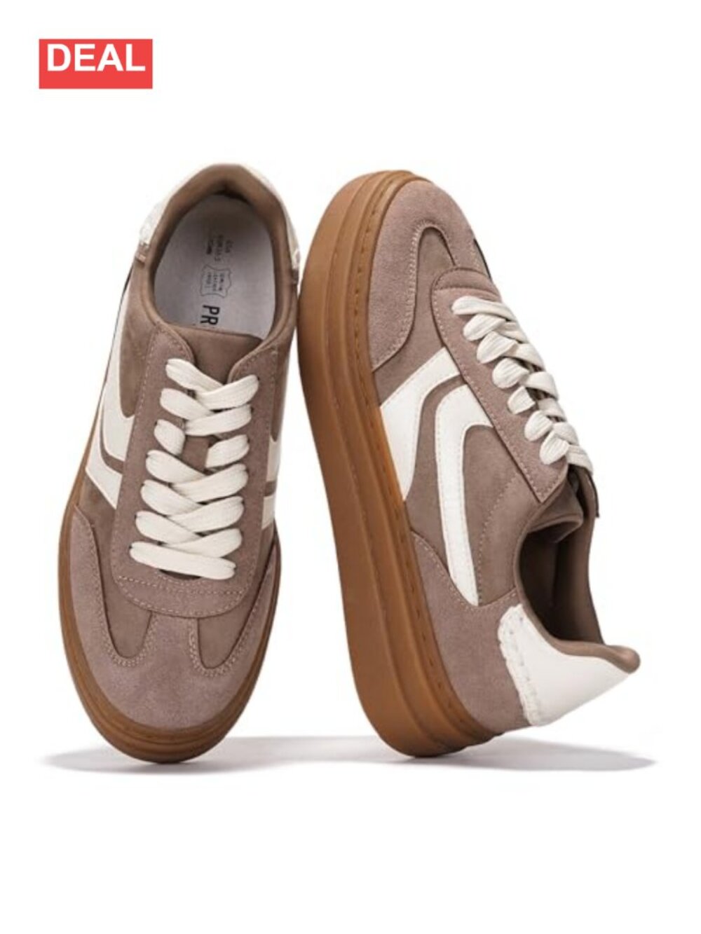 Faux Leather Platform Sneakers Lace-Up Memory Foam Casual Walking Shoes